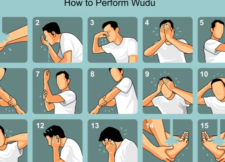 A Man shows how to perform wudu